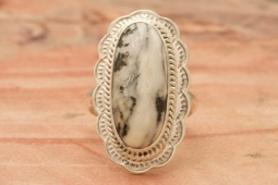 Genuine White Buffalo Turquoise  Sterling Silver Navajo Ring